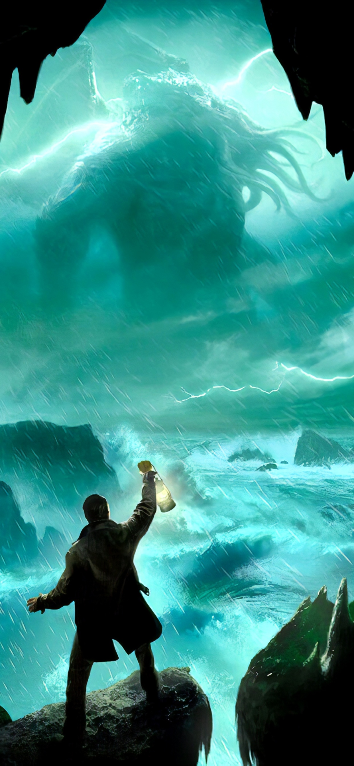 Обои Ктулху, пещера, ледяная форма, ледяная пещера, морская пещера в разрешении 1242x2688