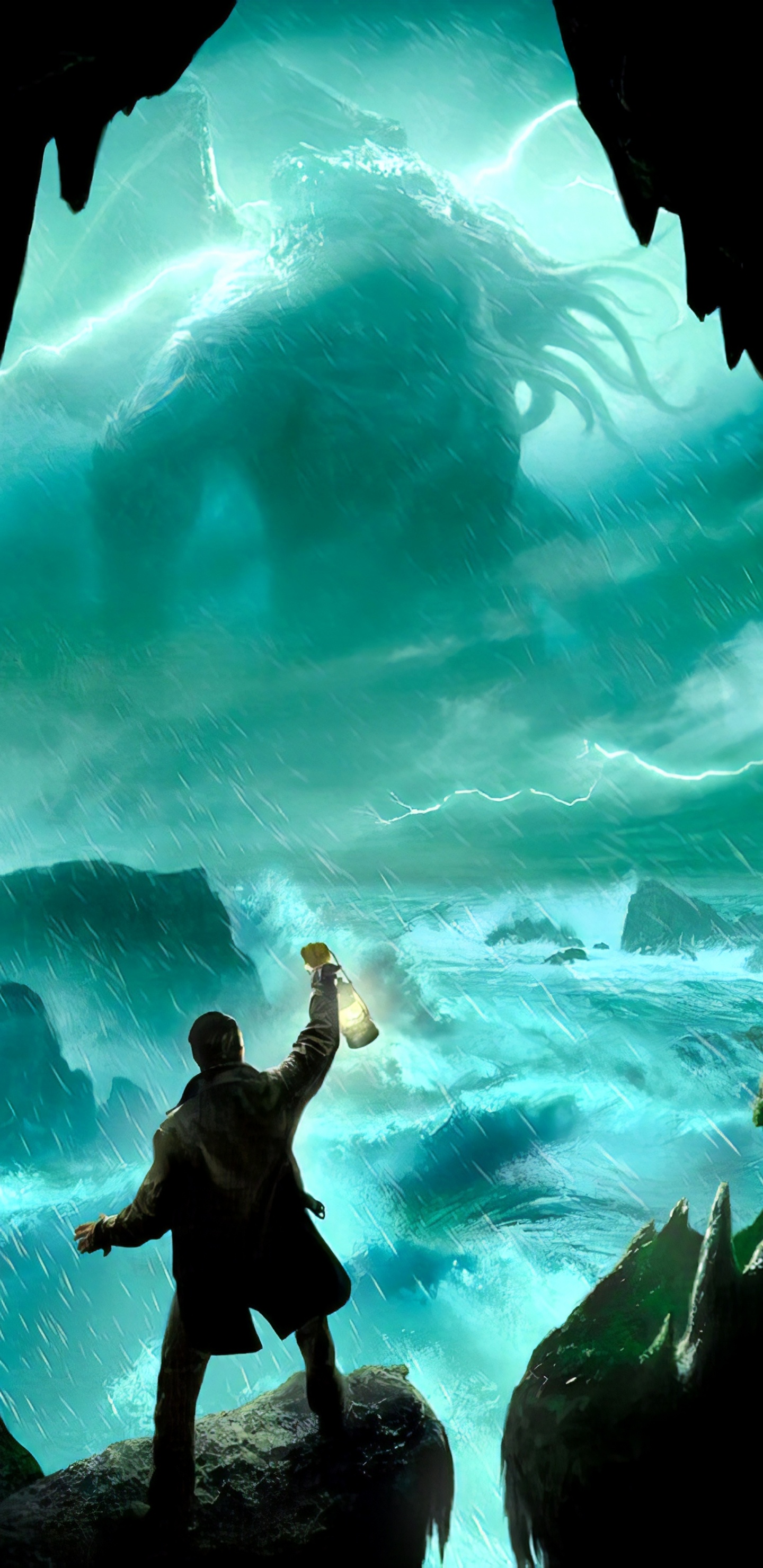 Обои Ктулху, пещера, ледяная форма, ледяная пещера, морская пещера в разрешении 1440x2960
