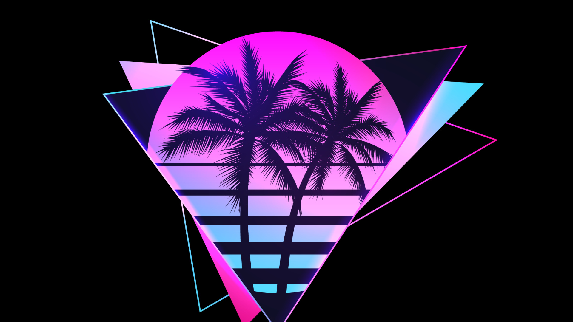 Обои треугольник, Уровня список, производитель ярусов, Synthwave, пурпур в разрешении 1920x1080