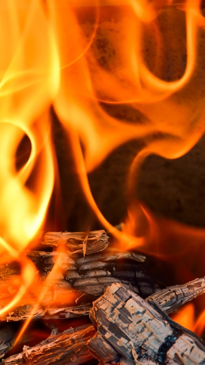 Обои огонь, пламя, тепло, Апельсин, костер в разрешении 720x1280