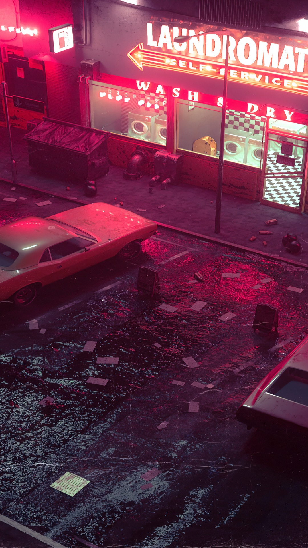 Обои ночной неоновый автомобиль, легковые автомобили, ночь, неон, графика в разрешении 1080x1920