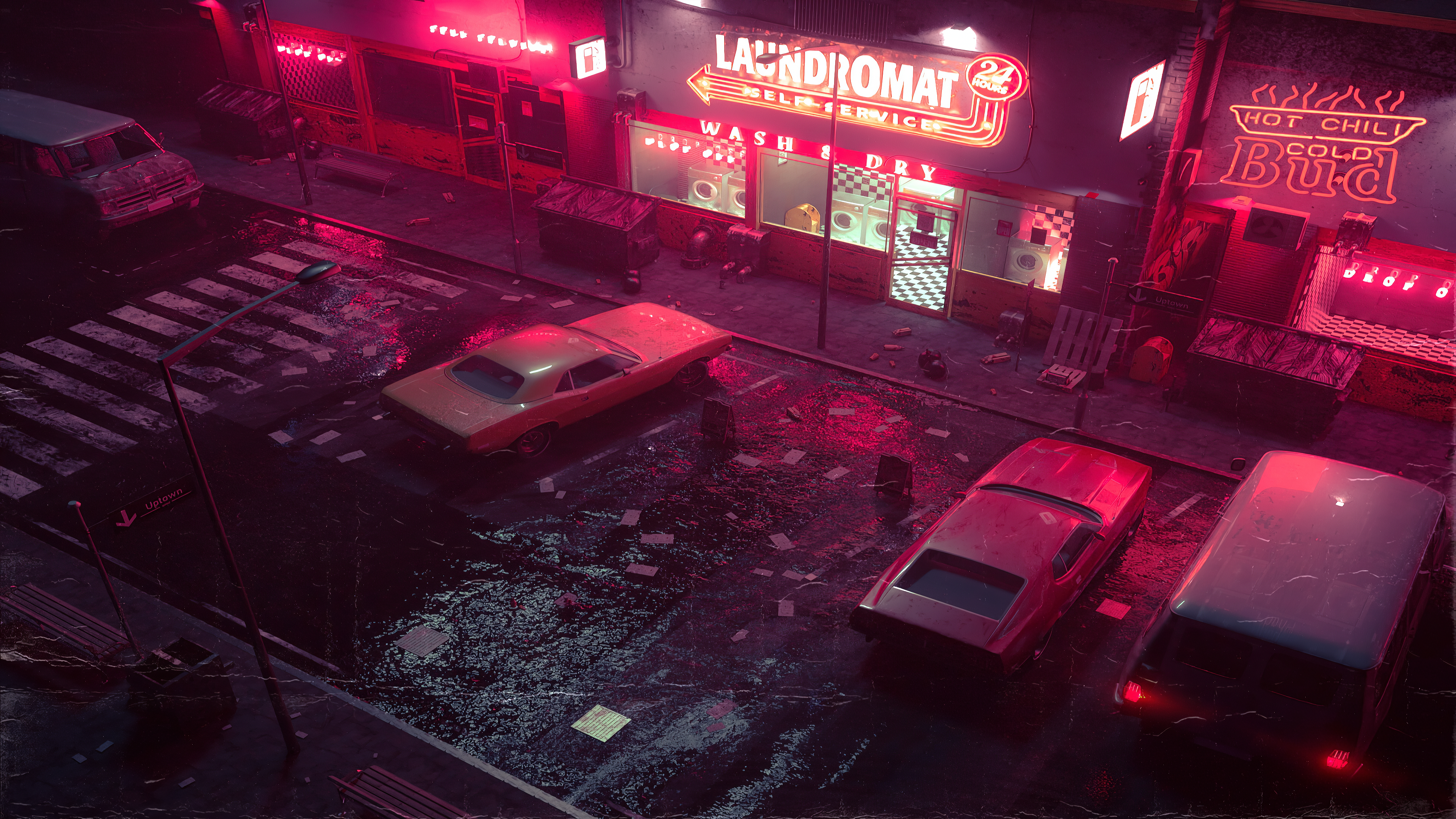 Обои ночной неоновый автомобиль, легковые автомобили, ночь, неон, графика в разрешении 3840x2160