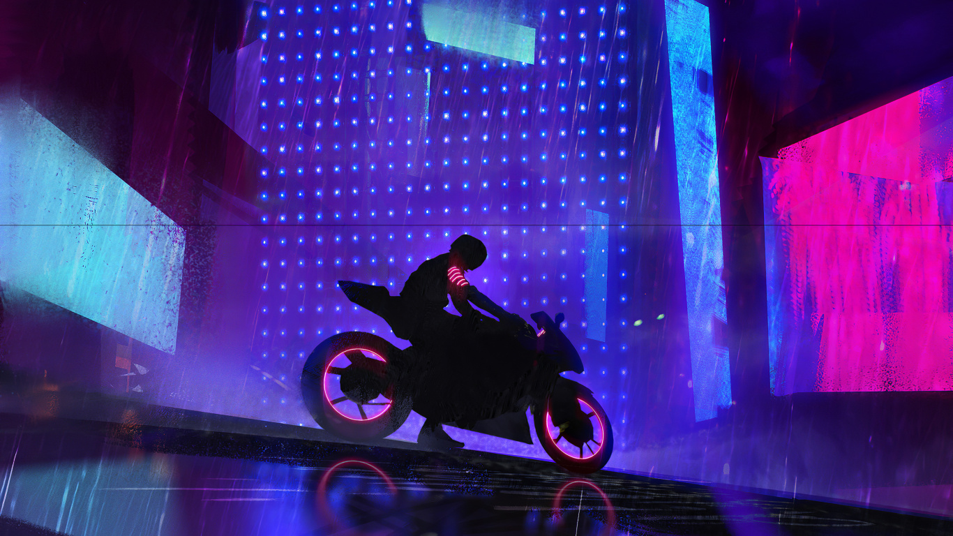 Обои свет, синий, пурпур, Фиолетовый, неон в разрешении 1366x768