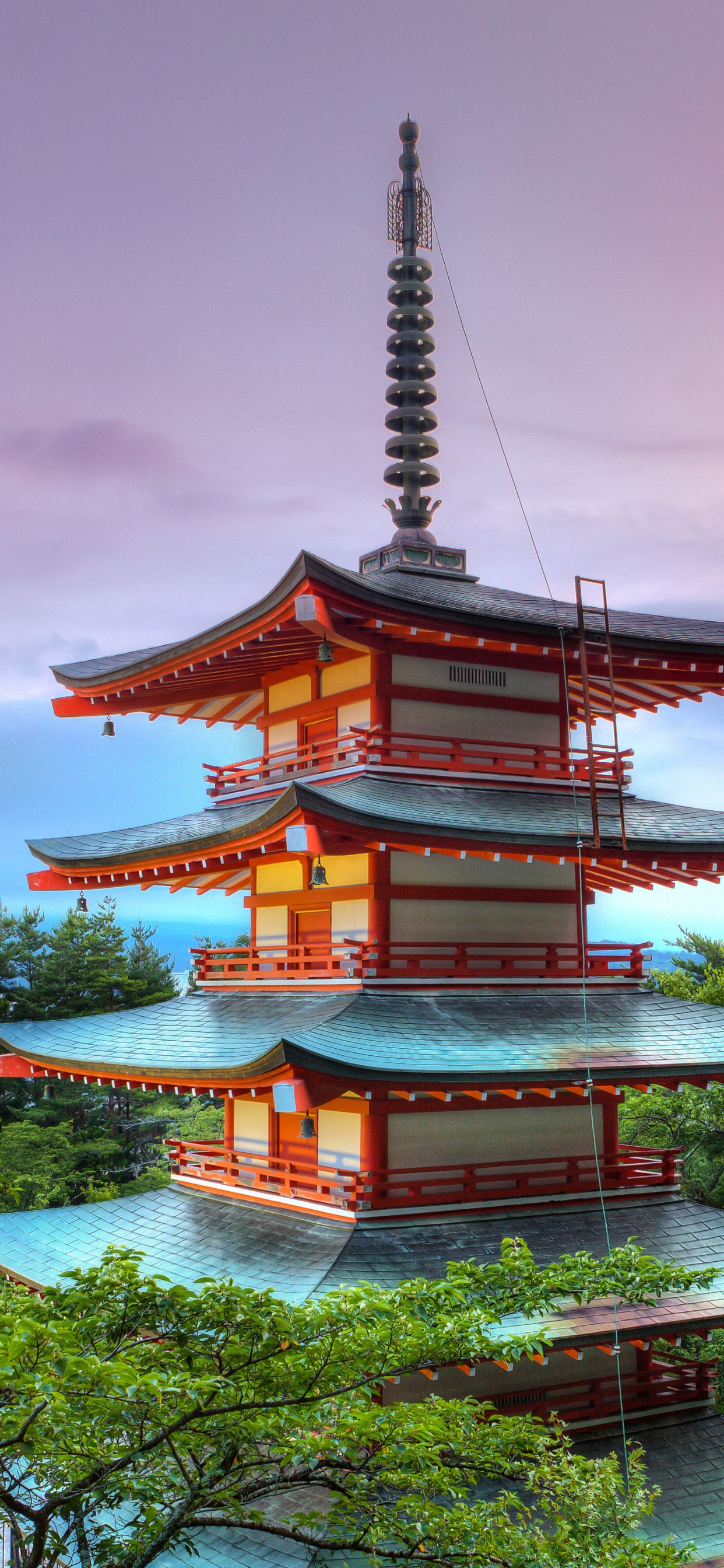 Обои гора Фудзи, Большая волна Канагава, цветение вишни, Тридцать шесть видов Фудзи, Хорошо Ветра Ясного Утра в разрешении 1242x2688