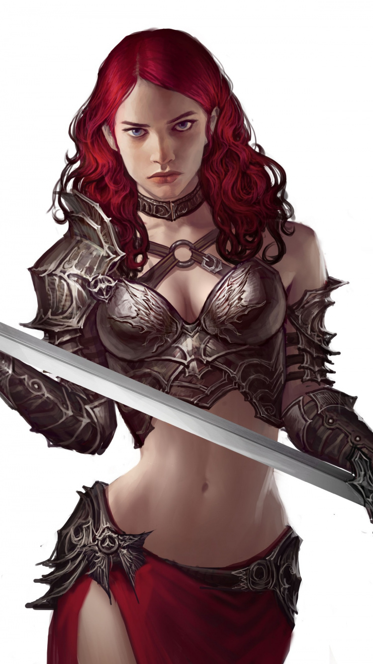 Обои фэнтези, иллюстрация, женщина воин, характер, воин в разрешении 750x1334