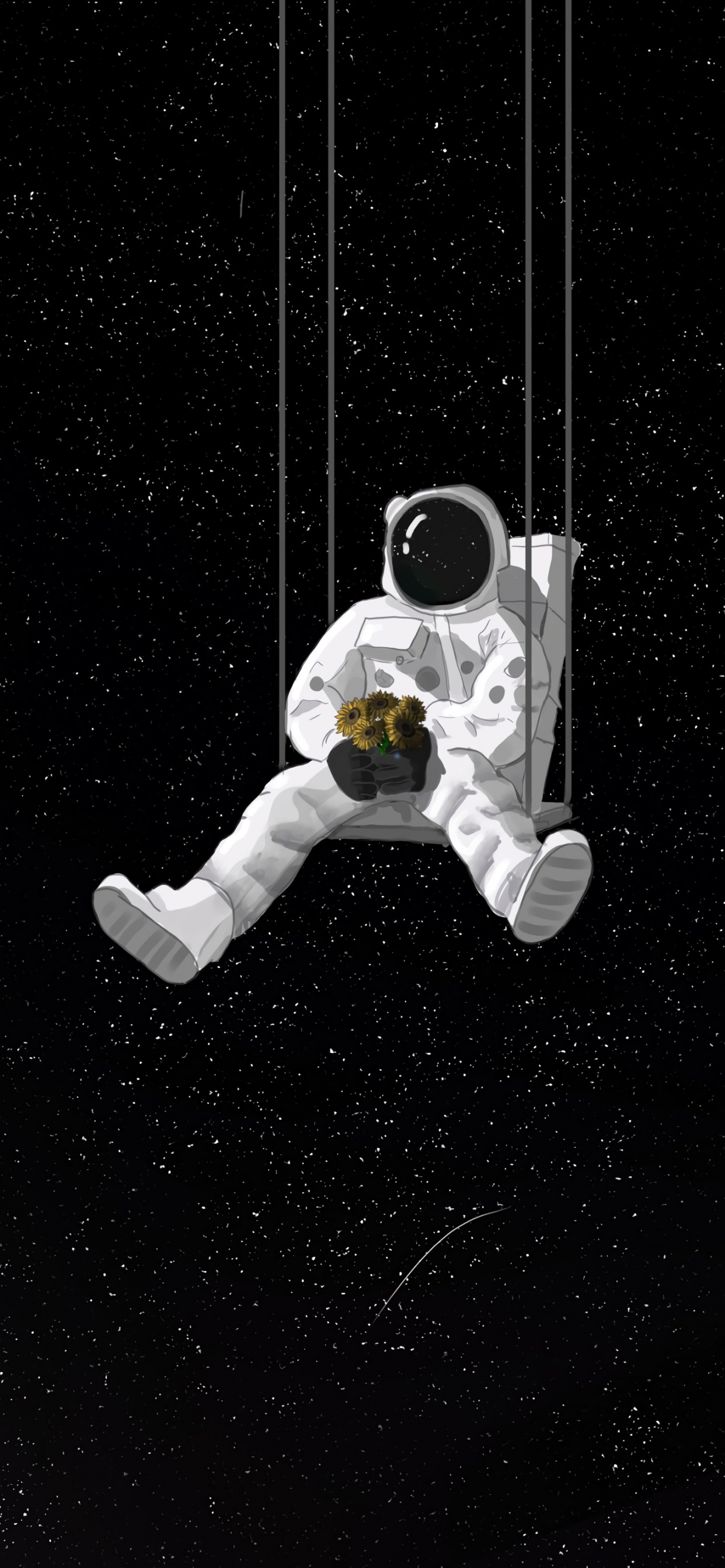 Обои Сальто акробатический, измеритель, космос, иллюстрация, Черный Белый - М в разрешении 1242x2688