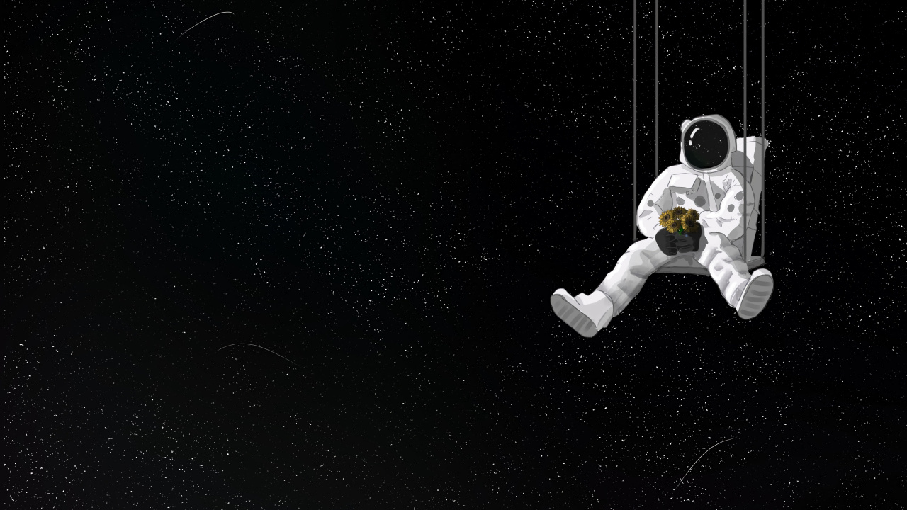 Обои Сальто акробатический, измеритель, космос, иллюстрация, Черный Белый - М в разрешении 1280x720