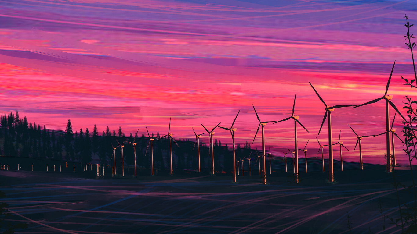 Обои ночь, атмосфера, послесвечение, вечер, сумрак в разрешении 1366x768