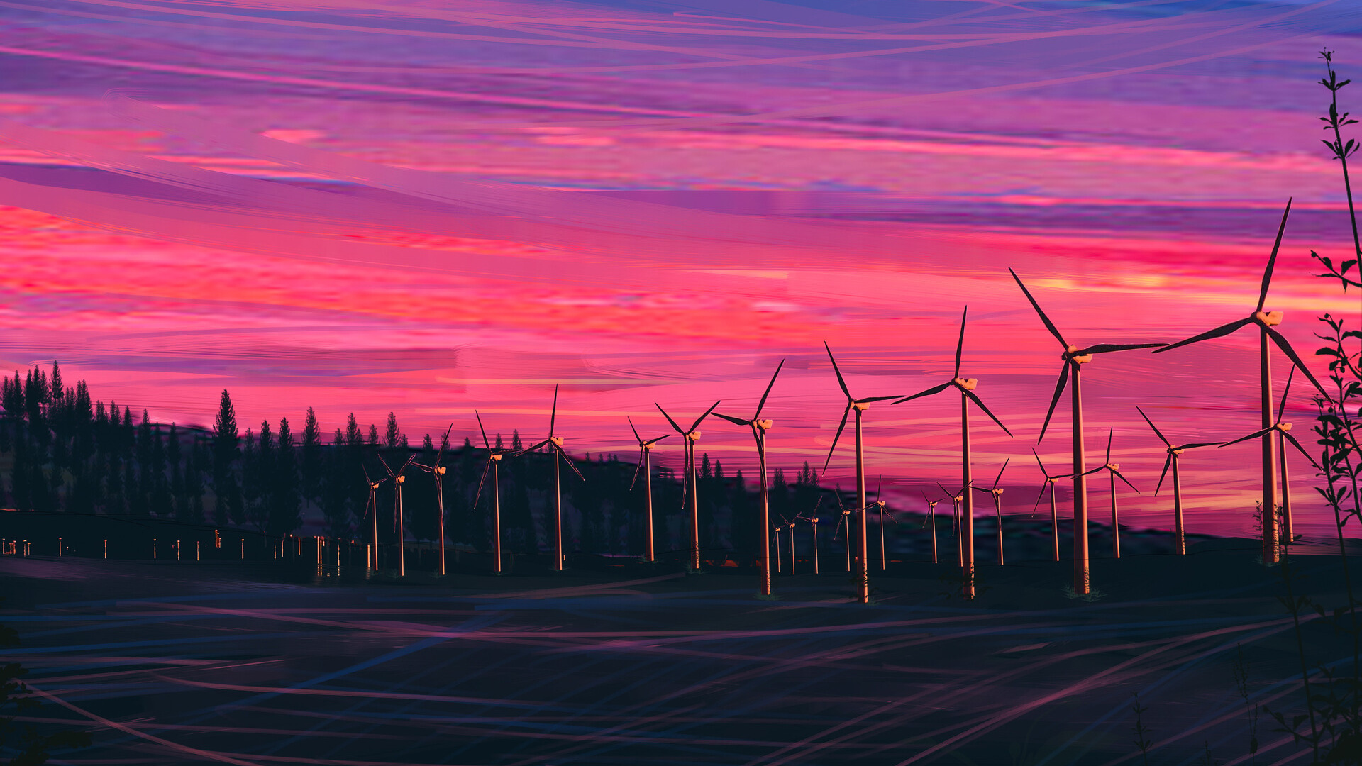 Обои ночь, атмосфера, послесвечение, вечер, сумрак в разрешении 1920x1080