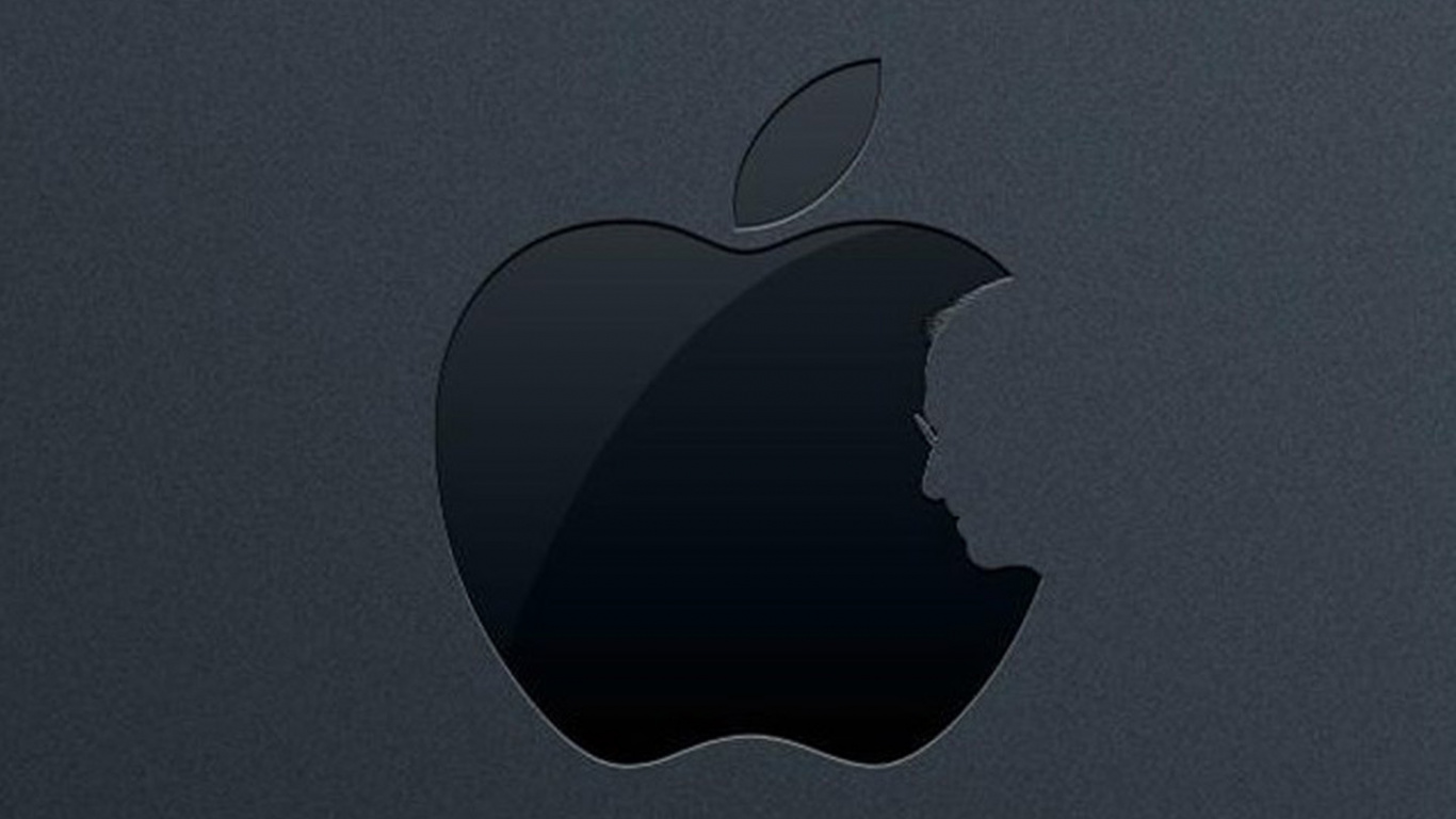 Обои apple, черный, лого, атмосфера, дерево в разрешении 1366x768