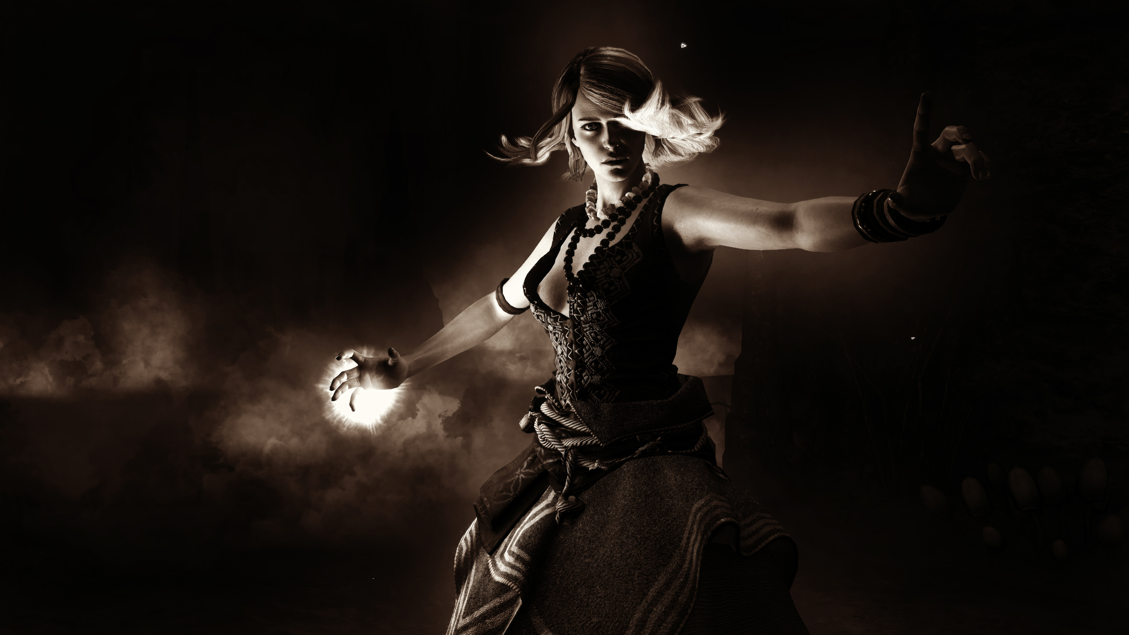 Обои Ведьмак 3 дикая охота, цири, Геральт из ривии, черный, темнота в разрешении 3840x2160