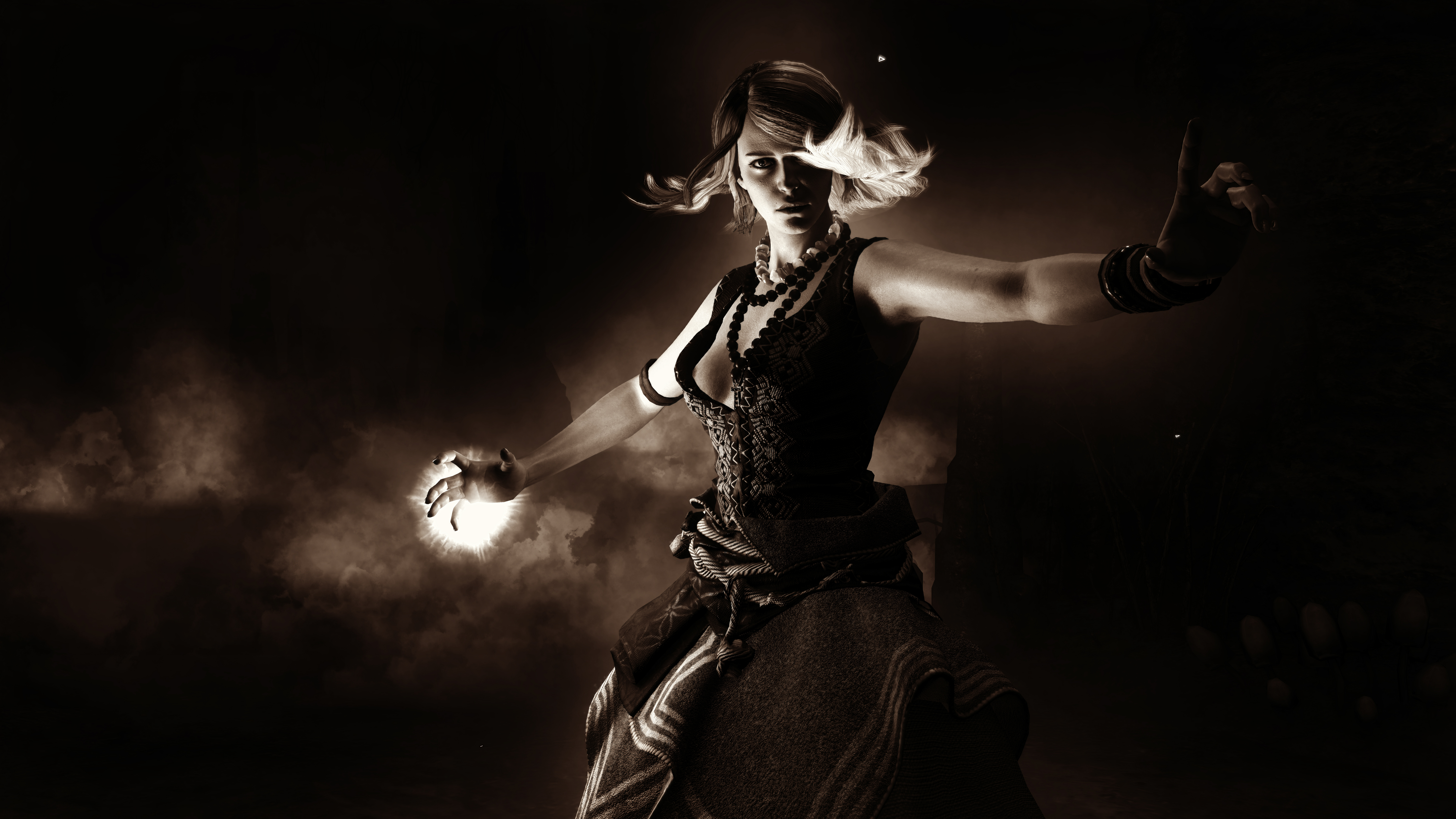 Обои Ведьмак 3 дикая охота, цири, Геральт из ривии, черный, темнота в разрешении 7680x4320