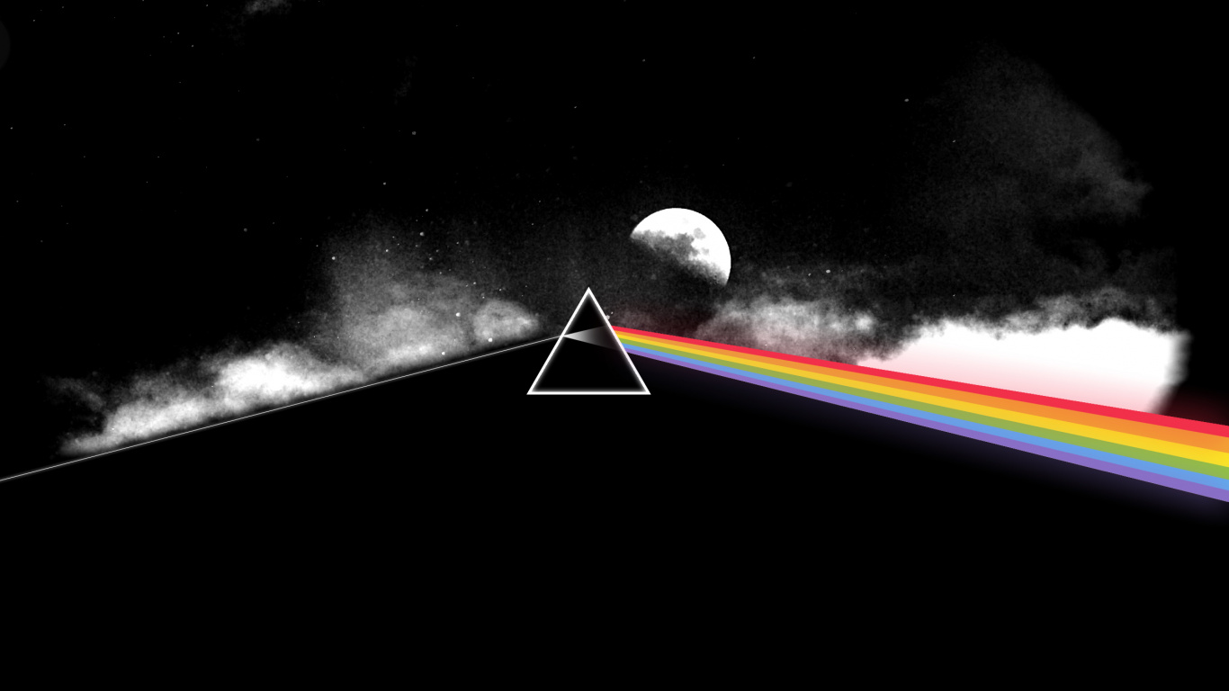 Обои Темная сторона Луны, Pink Floyd, свет, атмосфера, ночь в разрешении 1366x768