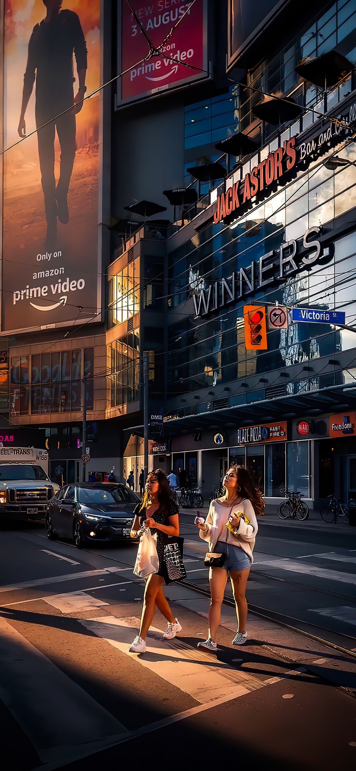 Обои снимок, здание, свет, инфраструктура, автомобильное освещение в разрешении 1242x2688