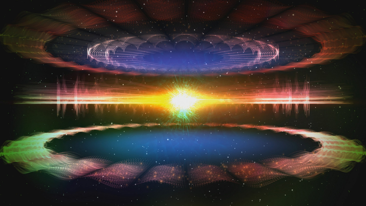 Обои вода, отражение, космос, круг, Вселенная в разрешении 1280x720