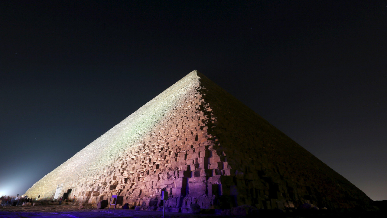 Обои пирамида, египетская пирамида, ориентир, памятник, ночь в разрешении 1280x720