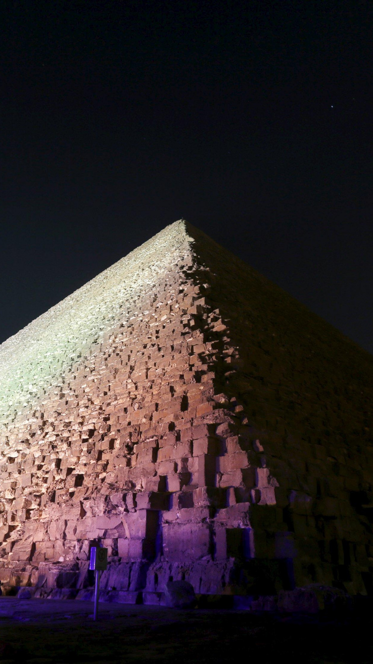 Обои пирамида, египетская пирамида, ориентир, памятник, ночь в разрешении 750x1334