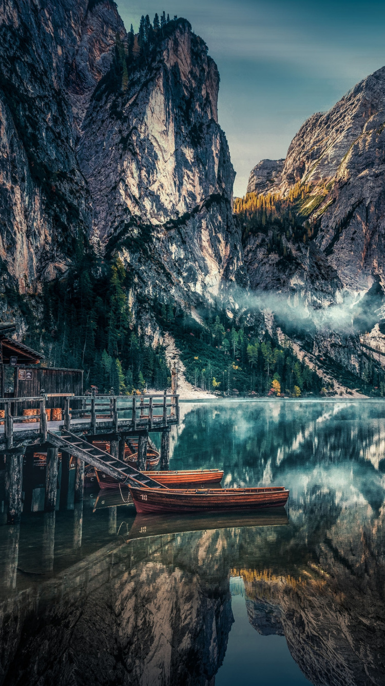 Обои доломит, облако, вода, гора, гидроресурсы в разрешении 750x1334