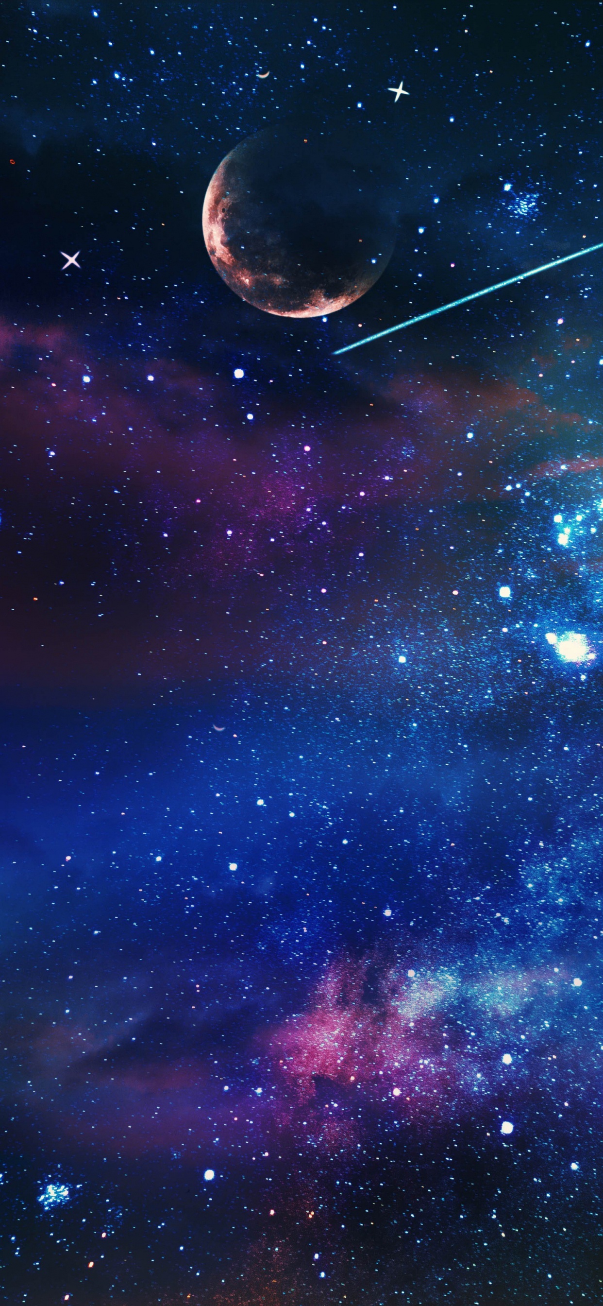 Обои природа, синий, туманность, атмосфера, арт в разрешении 1242x2688