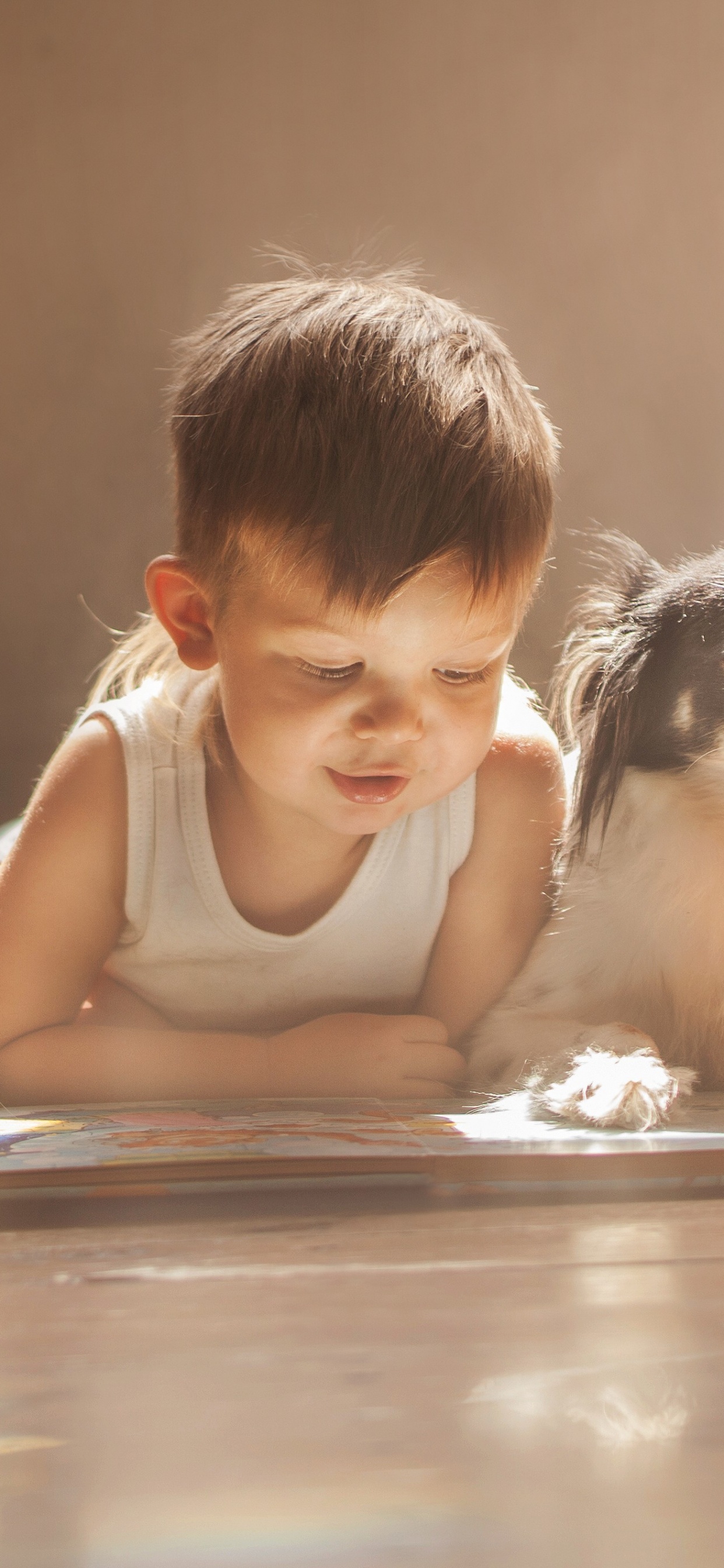 Обои пес, кролик, собака породы, ребенок, щенячья любовь в разрешении 1242x2688