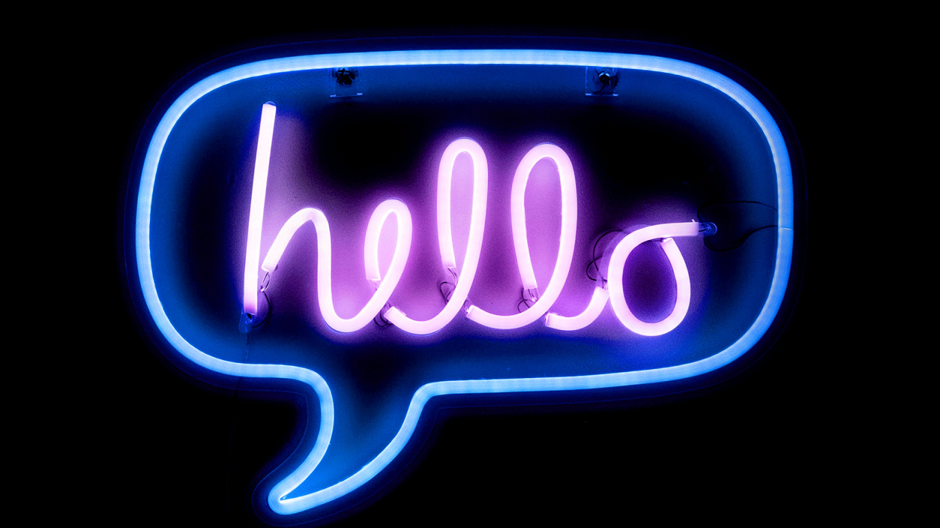 Обои неоновая вывеска, лого, текст, пурпурный цвет, неон в разрешении 1366x768
