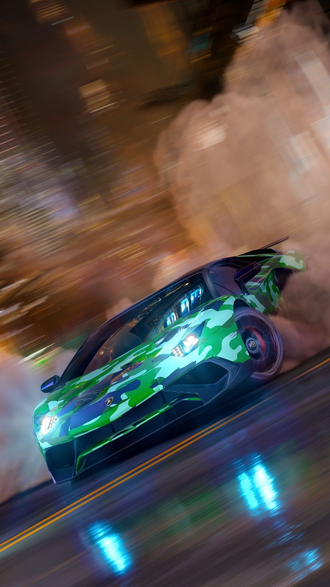 Обои отражение, легковые автомобили, bugatti, шина, автомобильное освещение в разрешении 1080x1920