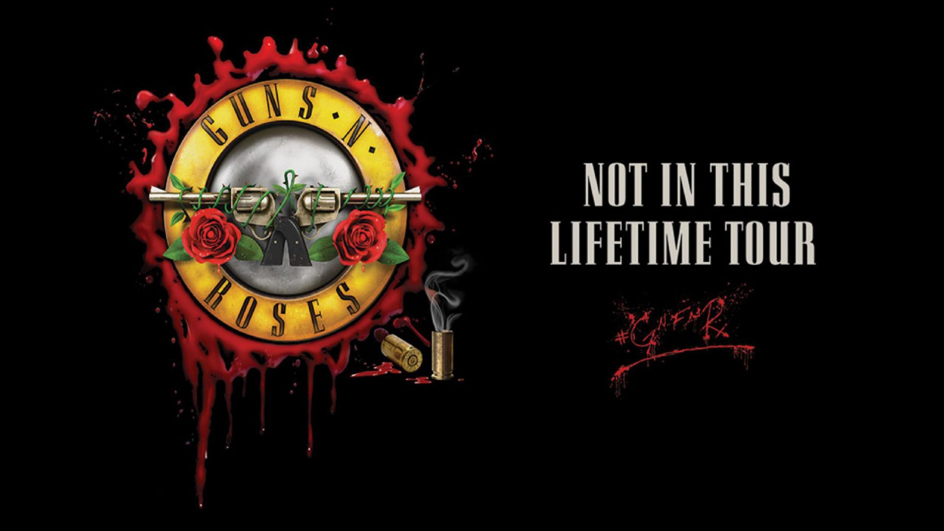 Обои пушки и розы не в этой жизни, Not in This Lifetime Tour, Guns N Roses, концерт, текст в разрешении 1366x768