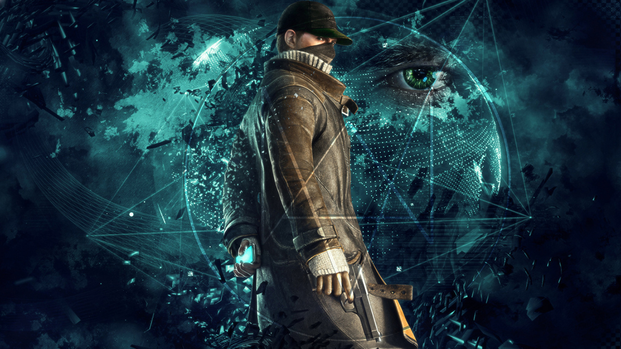 Обои Watch Dogs 2, сторожевой пес, Эйден Пирс, графический дизайн, темнота в разрешении 1280x720