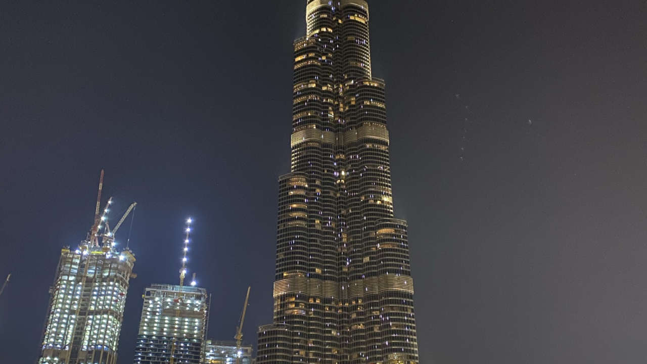 Обои Дубай, Бурдж Халифа, туризм, достопримечательность, ночь в разрешении 1280x720