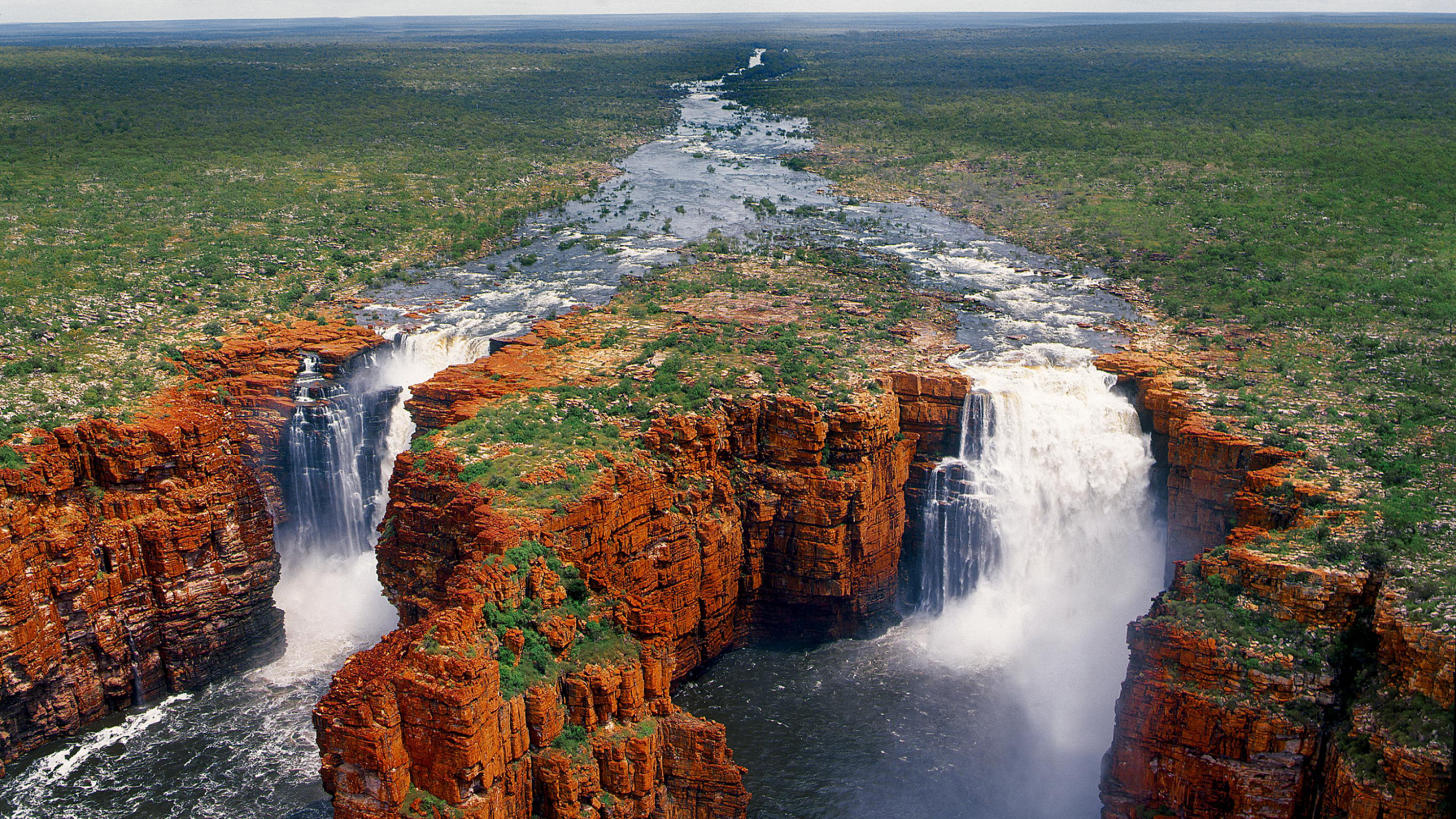Обои Король Георг Падает, Река Кинг-Джордж, Горизонтальные Водопады, водопад, гидроресурсы в разрешении 2560x1440