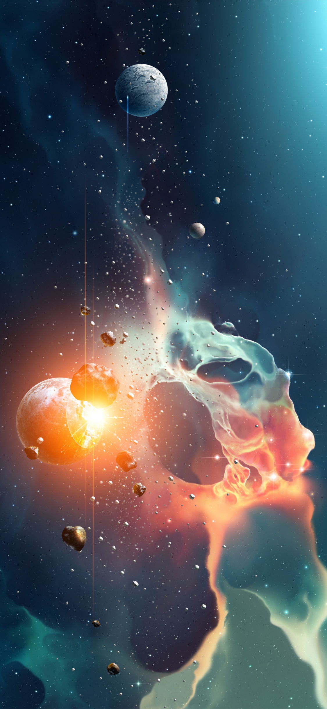 Обои атмосфера, космическое пространство, космос, астрономический объект, вода в разрешении 1125x2436