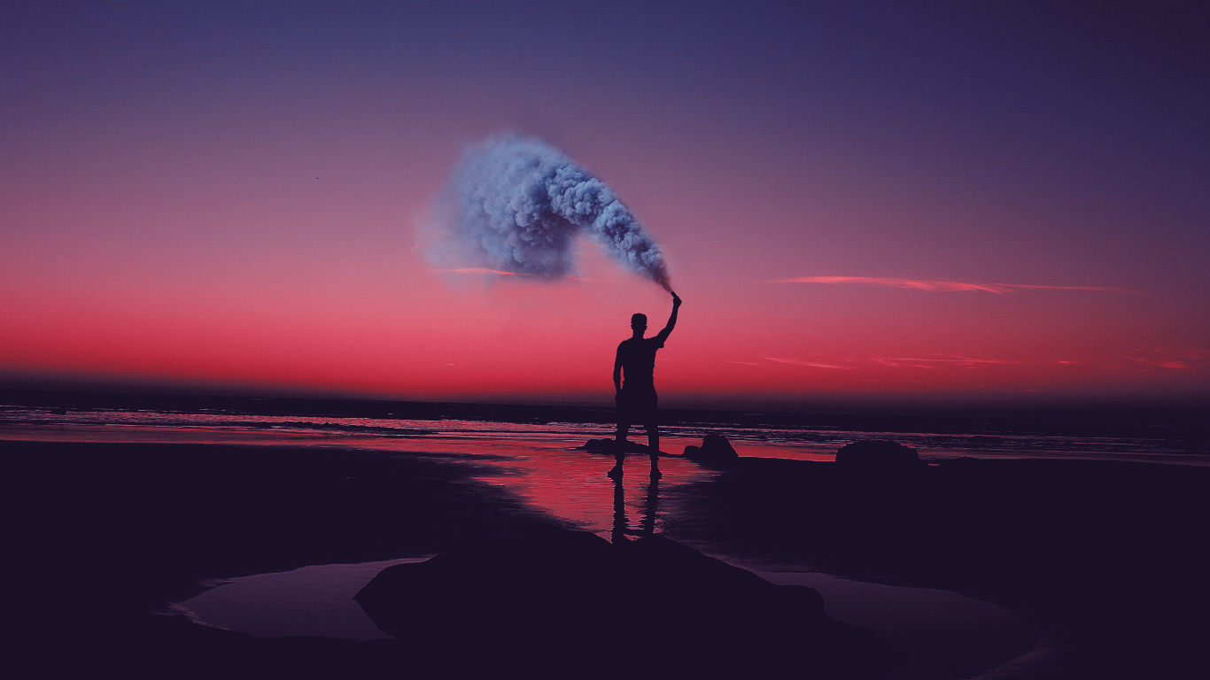 Обои вода, море, отражение, спокойный, горизонт в разрешении 1366x768