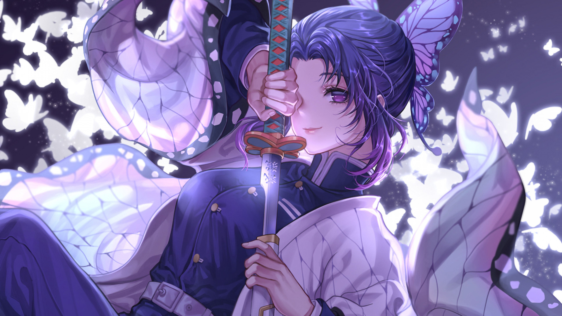 Обои шинобу коч, планшет, пурпур, мультфильм, Фиолетовый в разрешении 1920x1080