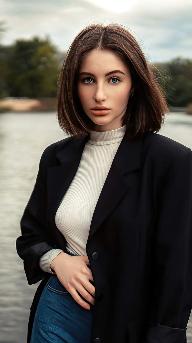 Обои девушка с короткими волосами, модель, рыжие волосы, волосы, красота в разрешении 750x1334