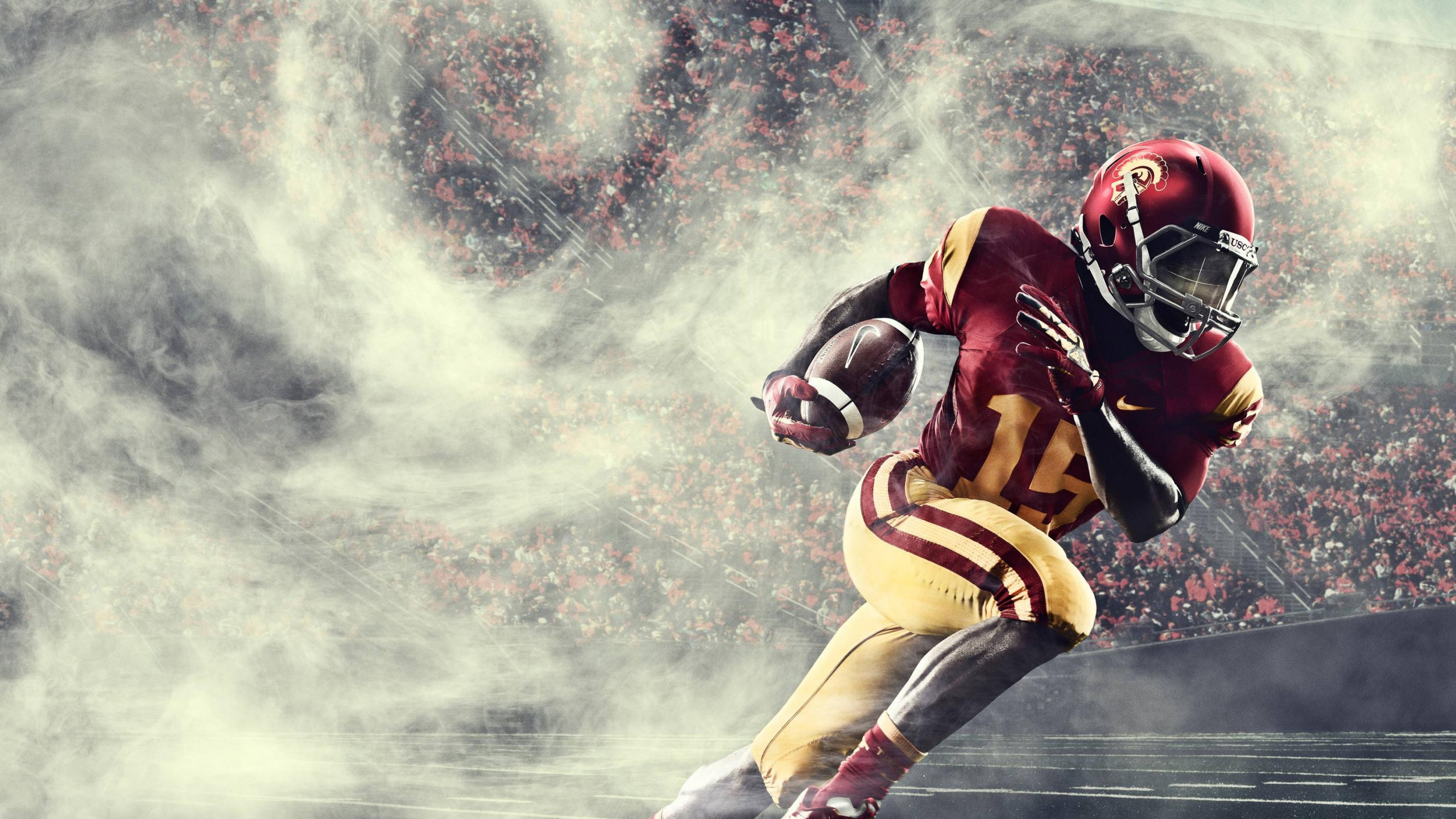 Обои американский футбол, футбольное поле футбол, Футбольный игрок, командный вид спорта, игрок в разрешении 2560x1440