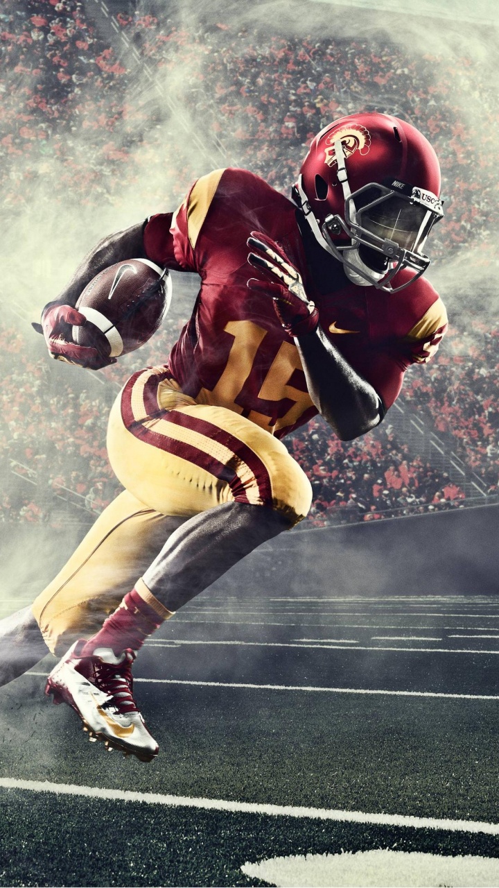 Обои американский футбол, футбольное поле футбол, Футбольный игрок, командный вид спорта, игрок в разрешении 720x1280