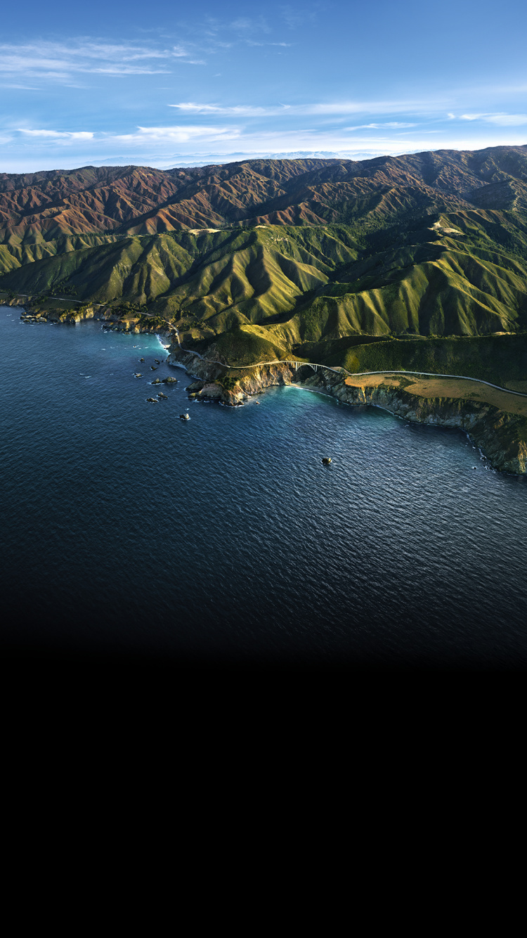 Обои Операционная система, яблоко, вода, облако, гора в разрешении 750x1334