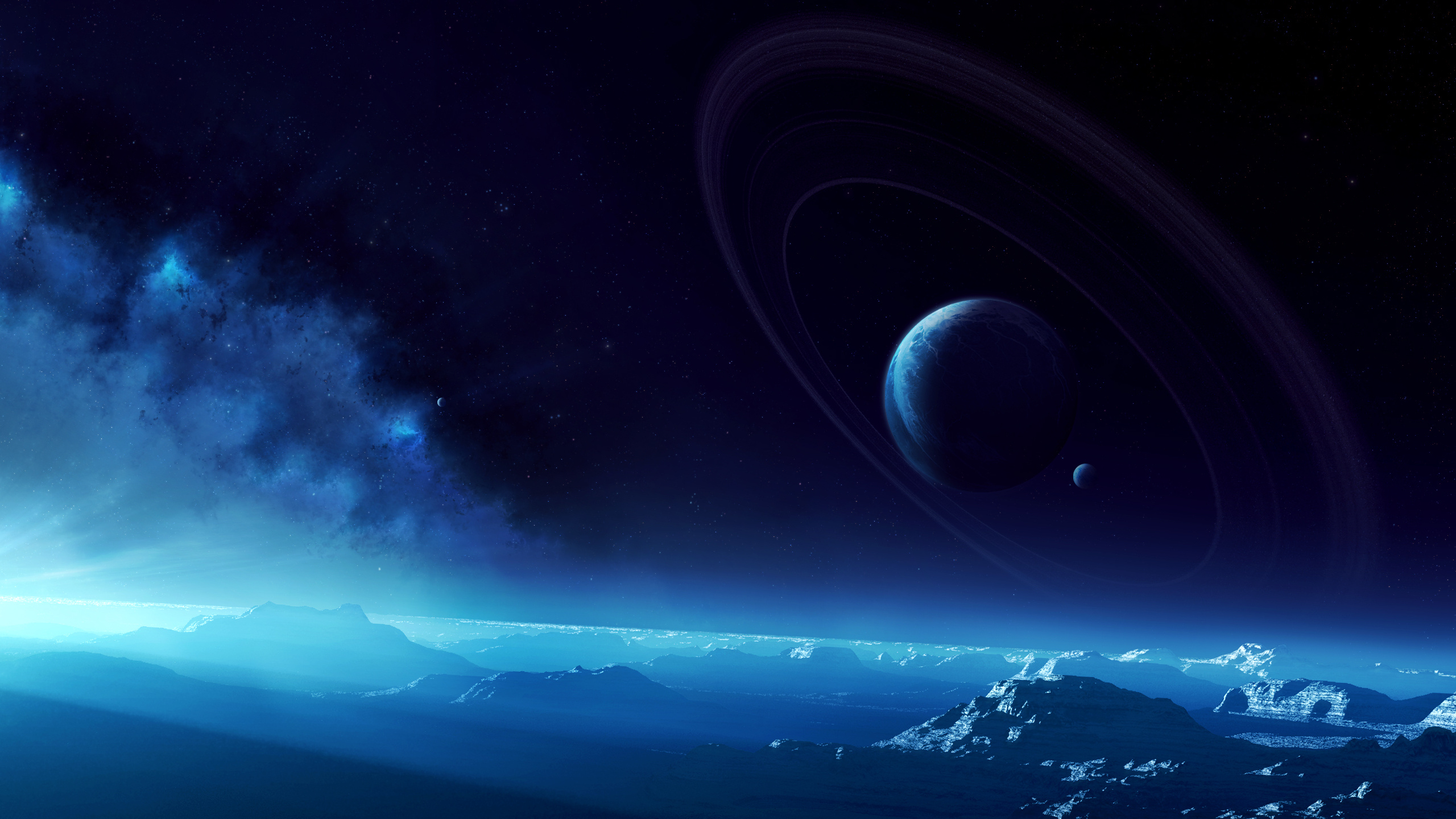 Обои космическое пространство, атмосфера, астрономический объект, космос, планета в разрешении 2560x1440