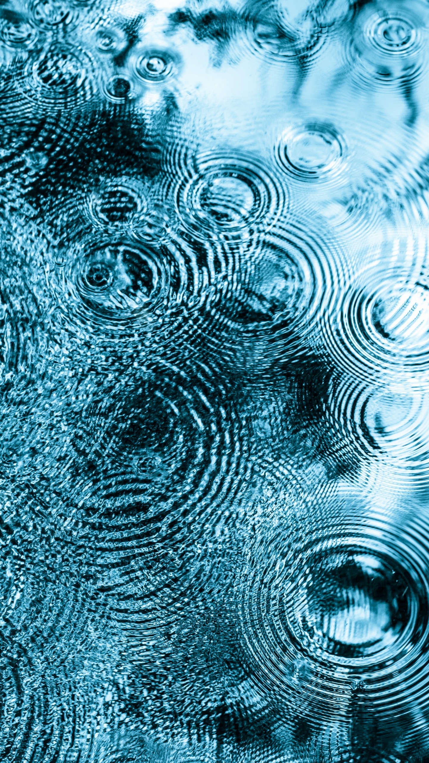 Обои поверхность воды, поверхностное натяжение, падение, вода, капиллярные волны в разрешении 1440x2560