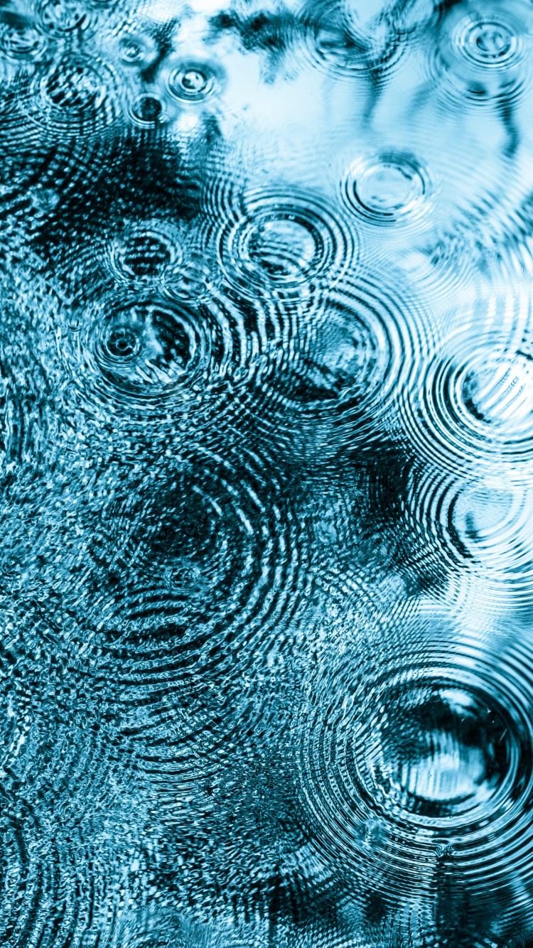 Обои поверхность воды, поверхностное натяжение, падение, вода, капиллярные волны в разрешении 750x1334