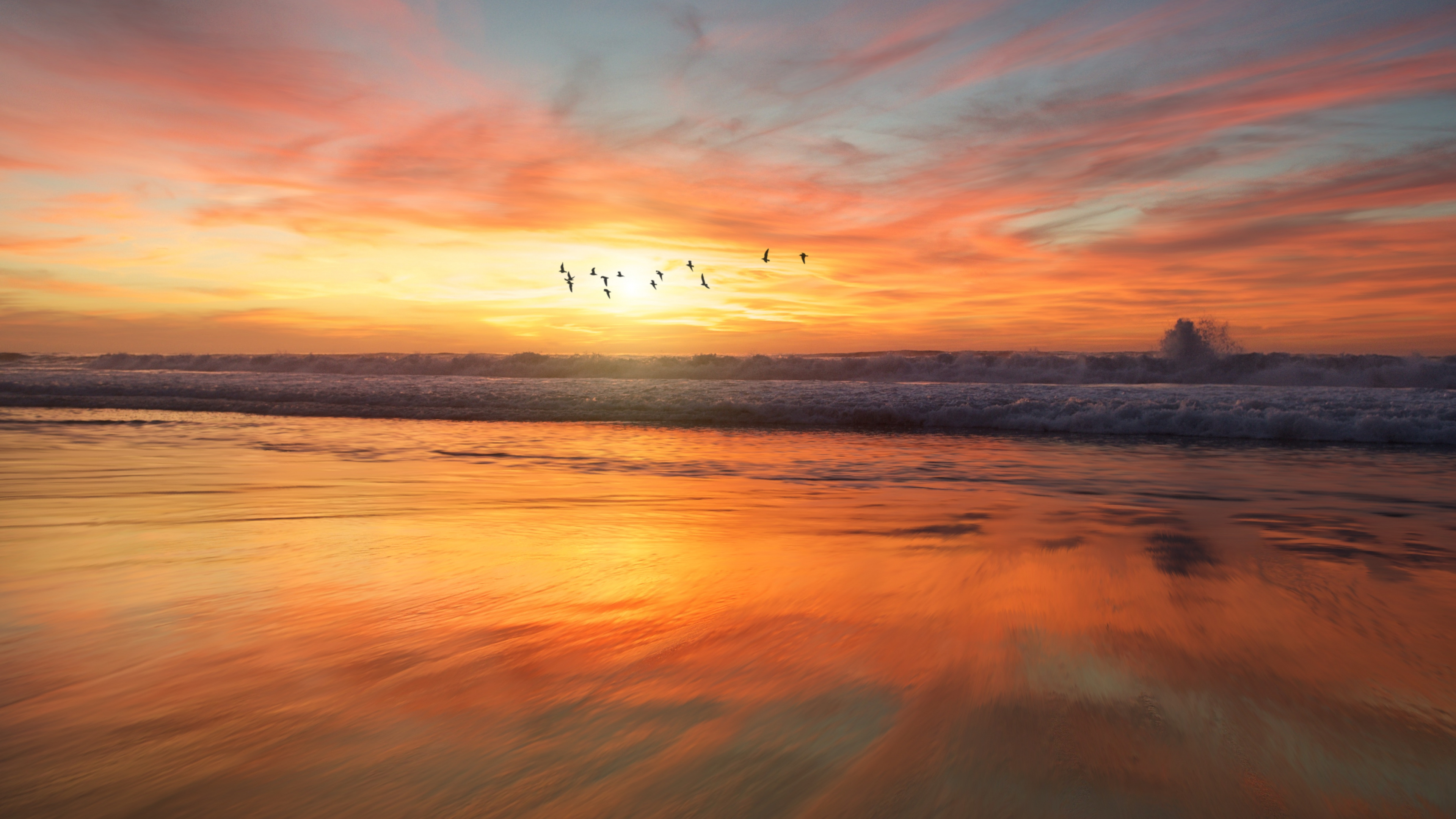 Обои закат, восход солнца, горизонт, послесвечение, природа в разрешении 3840x2160