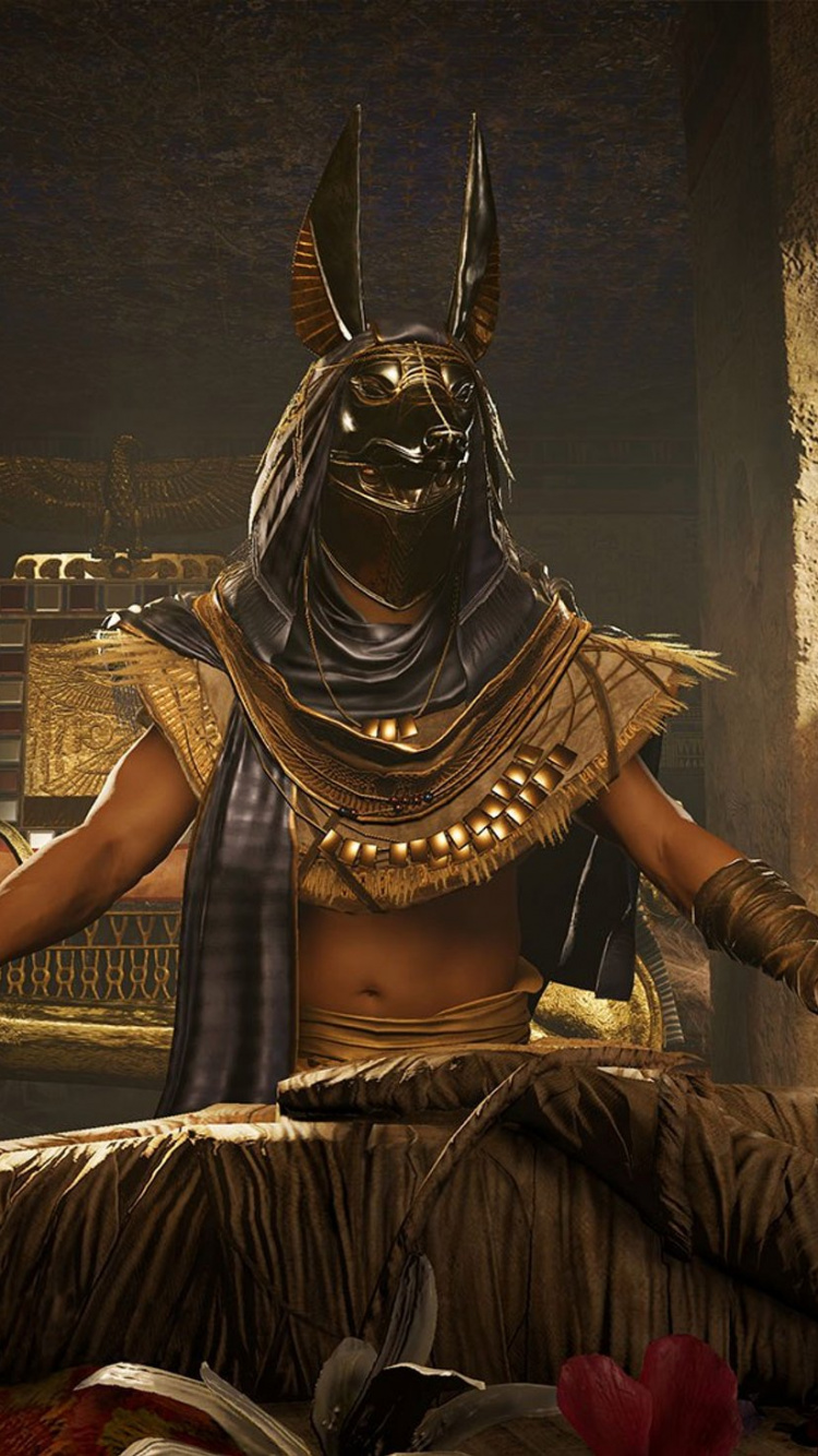 Обои assassins creed origins, ubisoft, uplay, xbox one, мифология в разрешении 750x1334