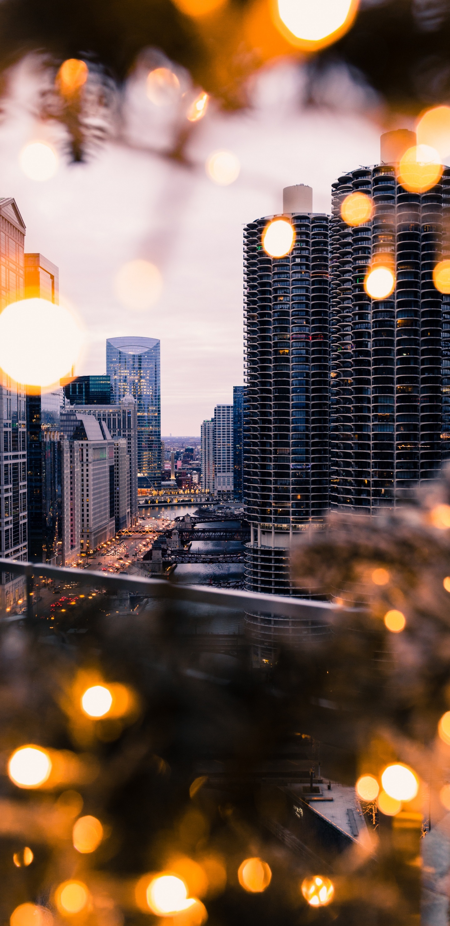 Обои боке, город, городской район, городской пейзаж, населенный пункт в разрешении 1440x2960