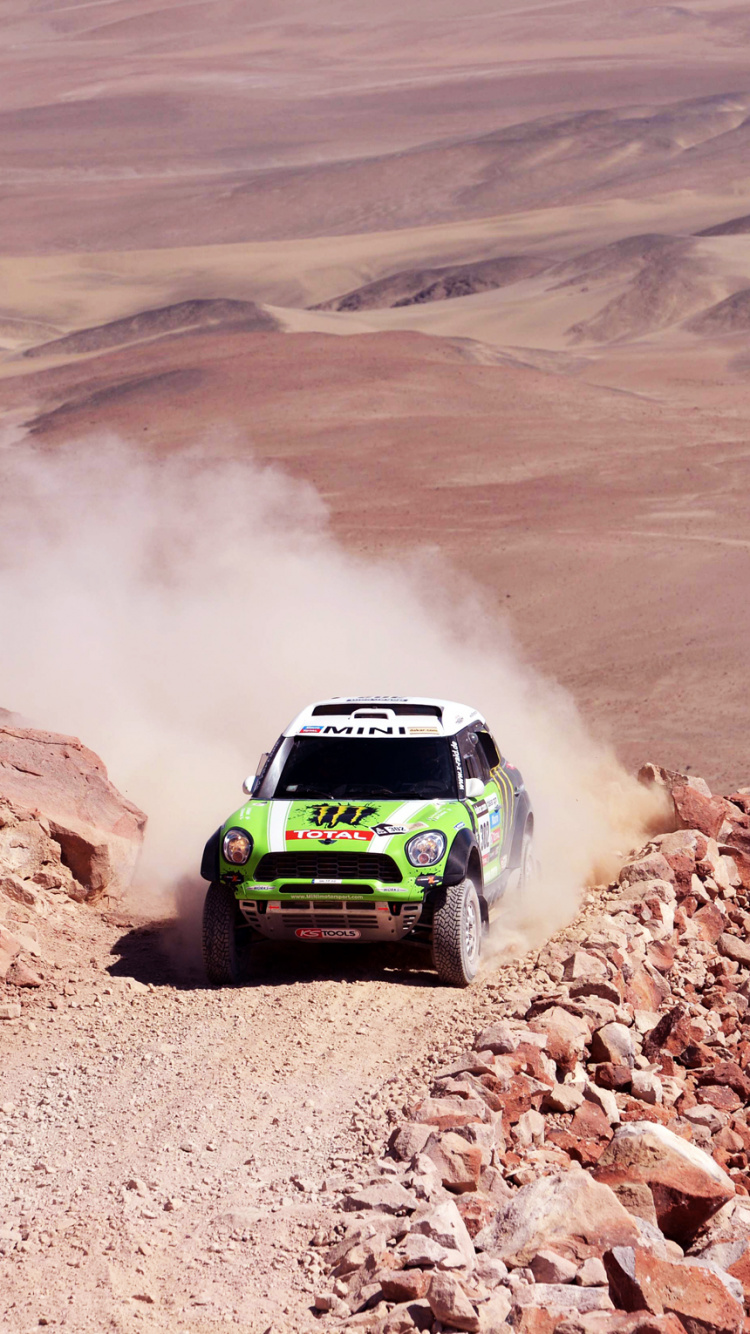 Обои авто, Офф-роуд, mini cooper, пустыня, дикая местность в разрешении 750x1334