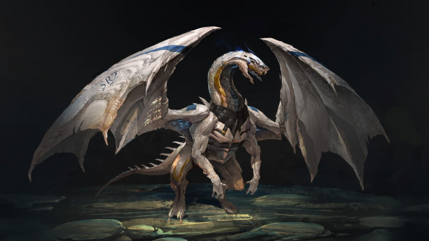 Обои дракон, крыло, мифическое существо, мифология, создание в разрешении 1366x768