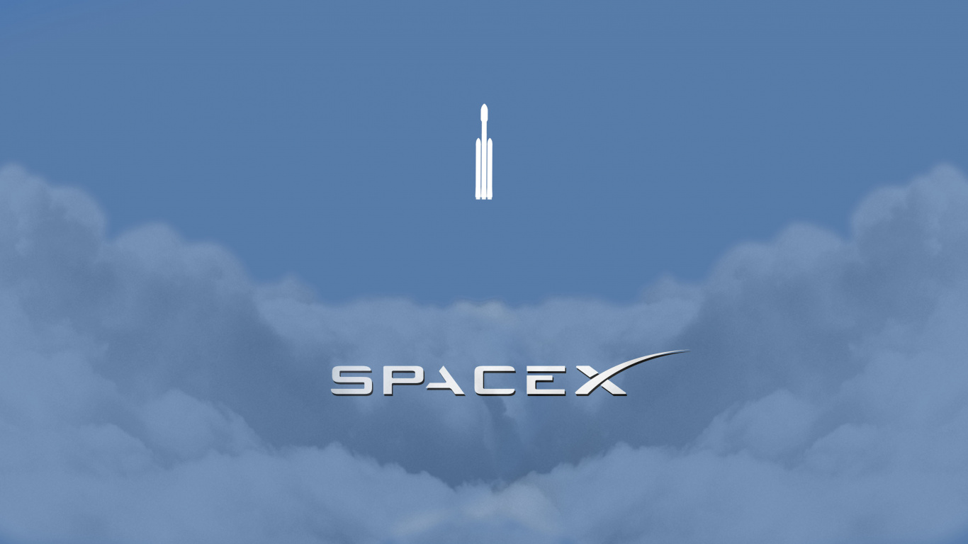 Обои SpaceX, ракета, Элон Мускус Тесла Родстер, дневное время, облако в разрешении 1366x768