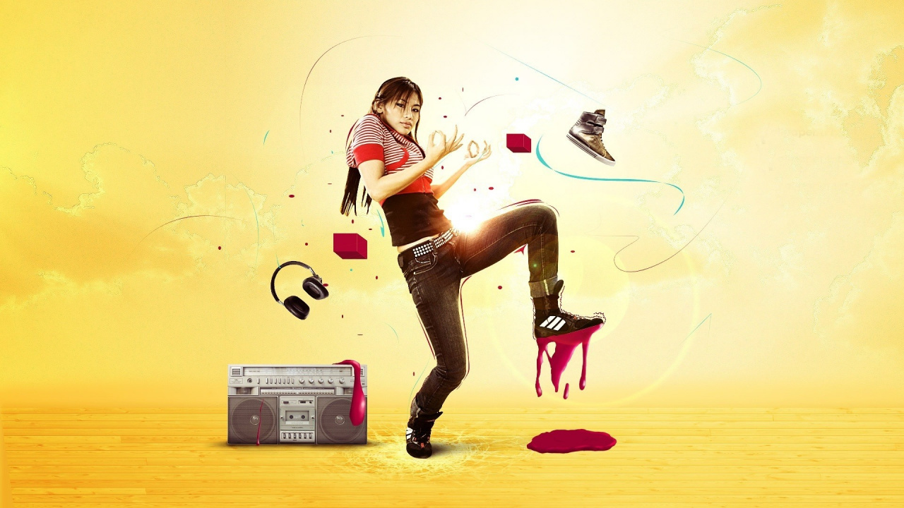 Обои иллюстрация, графический дизайн, шрифт, музыка, счастье в разрешении 1280x720