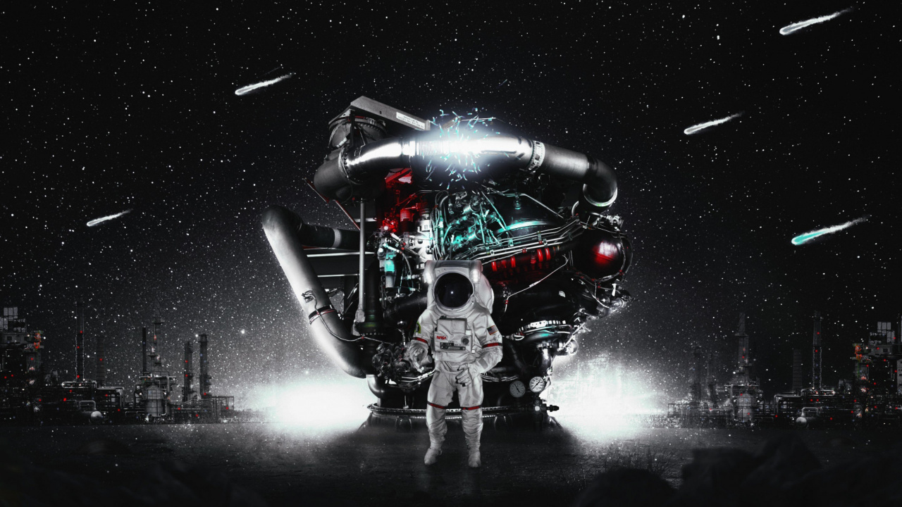 Обои астронавт, космос, футболка, мир, развлечение в разрешении 1280x720