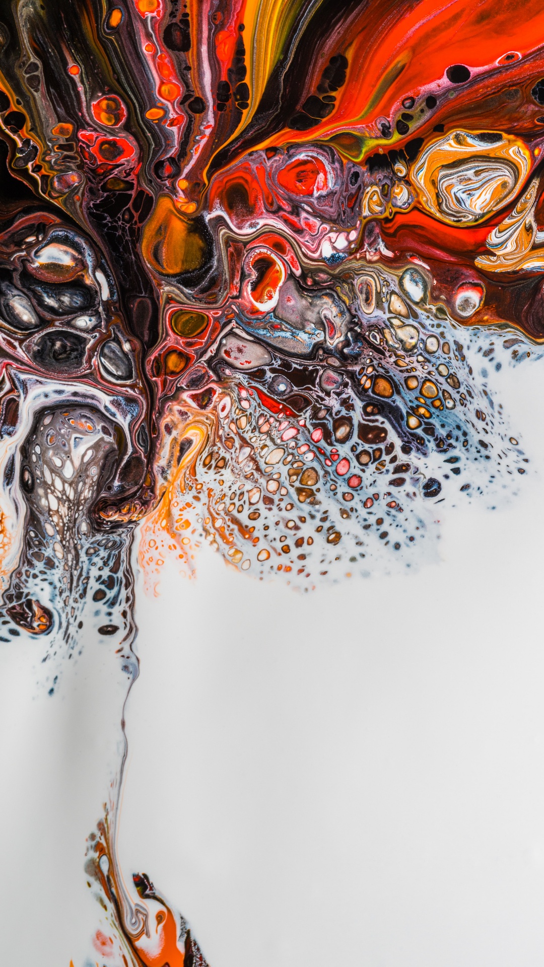 Обои Апельсин, живопись, абстрактное искусство, жидкий, жидкость в разрешении 1080x1920