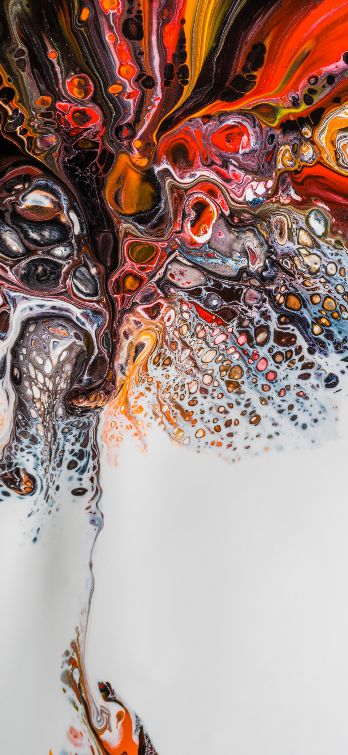 Обои Апельсин, живопись, абстрактное искусство, жидкий, жидкость в разрешении 1125x2436